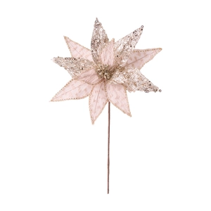 22cm champagne gold sequin Christmas flower ornament with mesh petals for tree decoration