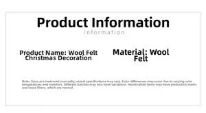 Detailed specifications for handmade wool felt Christmas ornaments with size and material info