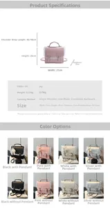 Spécifications de taille et options de couleur pour le sac à dos en cuir PU orné de dentelle