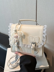 Mini Sac À Dos Mode Cuir PU Garniture Dentelle Nœud Doux Style Lolita Sac À Main Multifonction Sac Bandoulière Femmes