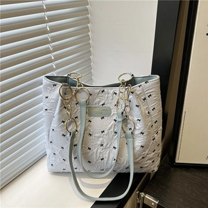 Borsa Tote Da Donna Con Fiocchi Pelle PU Trama Trapuntata Con Catena Dorata Grande Capacità Per Lavoro Scuola Casual Moda
