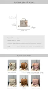 Detailed chart showing small cartoon bear backpack dimensions and diverse styling options