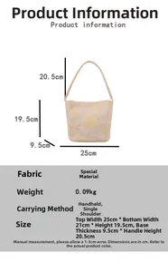 Detaillierte Größentabelle für Blumen-Stofftasche mit Henkel und Körpermaßen