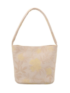 Schicke beige Canvas-Tragetasche mit künstlerischem Blumendruck für den täglichen Gebrauch