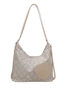 New Chinese style cream shoulder bag with geometric patterns and floral textures