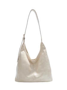 Minimalistische cremeweiße Hobo-Schultertasche mit großem Fassungsvermögen und Ziernaht
