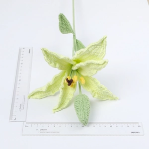 Handmade crochet lily flower bouquet with green stem for home decor and graduation gifts