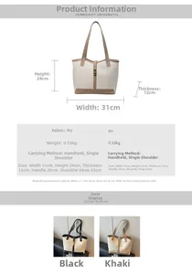 Infographic showing dimensions 31x24x12cm and material details for this tote bag