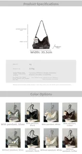 Size chart showing dimensions 35.5x25.5cm and specs for this vintage PU leather hobo bag