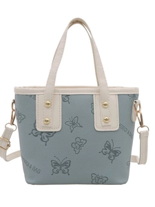Hellblaue französische Beuteltasche mit Schmetterlingsdruck und verstellbarem Riemen