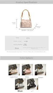 Tableau de tailles détaillé d'un sac cabas brodé avec poignée en perles de bois