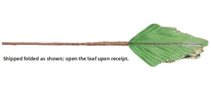 Detail of green velvet Christmas leaf with golden sequins and beads on brown stem