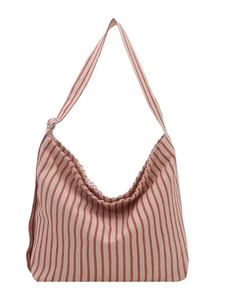Sac fourre-tout en toile à rayures rouges et blanches avec bandoulière réglable