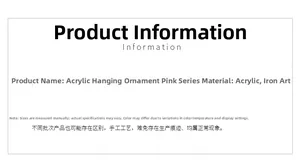 Pink acrylic crystal Christmas ornament detail with material and size specifications