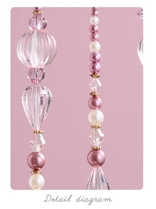 Detail of pink acrylic crystal beads and pearls for Christmas tree decoration
