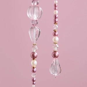 Pink acrylic crystal hanging pendants for Christmas tree decoration with beads