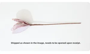 Foldable artificial pink Christmas flower detail showing glittery petals and stem