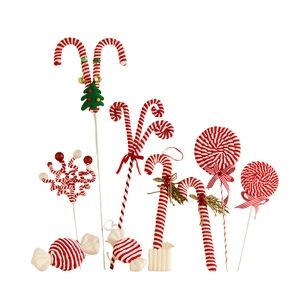 Velvet Christmas ornaments featuring candy canes, lollipops, and trees on white background