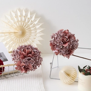 Hortensias artificiels roses avec paillettes pour décoration de table maison