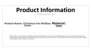Detailed product dimensions and material specs for the iron Christmas mailbox pendant