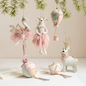 Christmas Tree Hanging Ornaments Velvet Foam Feather Sequins Elegant Ballerina Style Swan Reindeer For Holiday Home Decor