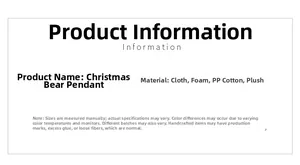 Detailed material specification card for fabric Christmas teddy bear hanging ornament