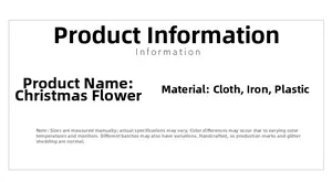 Christmas flower specifications detail showing cloth, iron, and plastic material composition