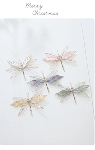 Set of mesh butterfly clips with glitter edges for Christmas tree decoration