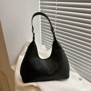Vintage Minimalist Woven PU Leather Hobo Bag For Women High Quality Retro Underarm Shoulder Bag Versatile Daily Handbag