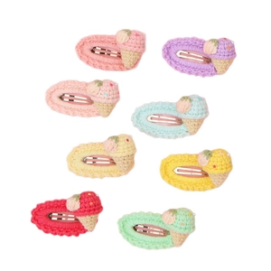 Set di 8 mollette per capelli colorate a forma di cono gelato in maglia