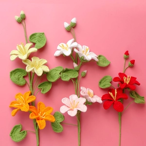 Handgefertigter Häkelblumenstrauß in lebhaften Farben für die Heimdekoration