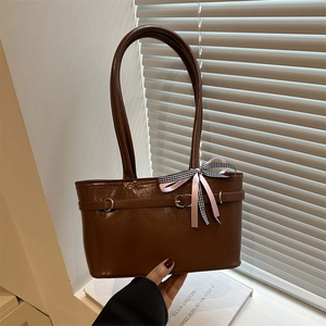 Borsa Sottobraccio in Vernice alla Moda per Donna Borsa a Spalla Tote in PU Con Fiocco Borsa da Lavoro Quotidiana per Donna