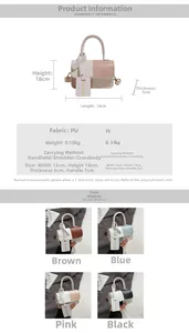 Detailed size chart for the PU leather crossbody bag showing dimensions 13x18x5cm