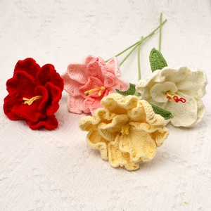Handmade crochet flowers in red pink yellow and white for home decor gift