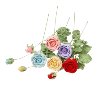 Handmade crochet rose bouquet in multiple colors for home decoration and gifts