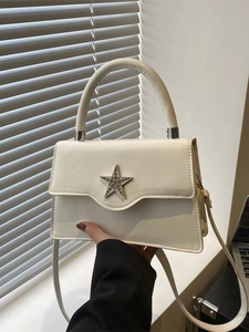 Damen Kunstleder Stern Strass Kleine Quadratische Tasche Minimalistische Handtasche Schulter Umhängetasche Vielseitige Alltagstasche