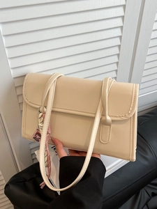 French Niche Baguette Bag PU Leather Flap Magnetic Closure Underarm Shoulder Bag With Braided Rope Pendant Women Daily Casual