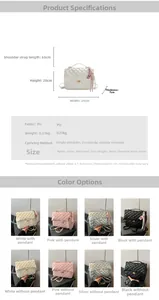 Detailed view of quilted PU leather tote dimensions and four color options available