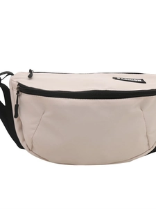 Sac de poitrine en nylon hydrofuge blanc crème avec bandoulière réglable noire