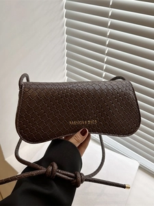Women PU Leather Underarm Bag Vintage Woven Crocodile Pattern Shoulder Bag Minimalist Fashion Handbag Crossbody Bag