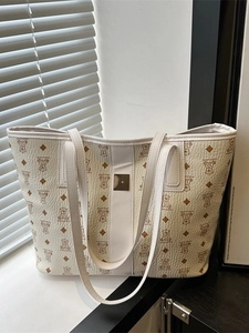 Sac Fourre-Tout Cuir PU Grande Capacité Femmes Ours Dessin Animé Imprimé Losange Sac À Main Épaule Décontracté Mode Rétro
