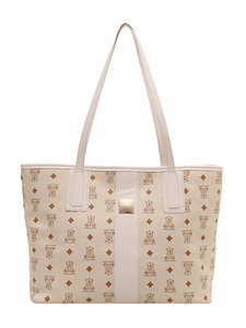 Sac fourre-tout beige avec motif d'ours et boucle dorée pour les trajets quotidiens