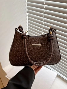 Vintage PU Leder Gewebe Krokodilmuster Unterarmtasche Für Damen Mode Knoten Schultertasche Täglich Einfach Umhängetasche