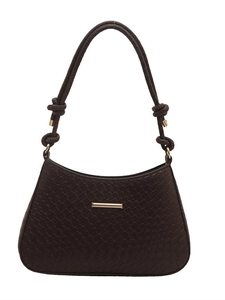 Retro dunkelbraune Tasche mit Krokodill-Muster und minimalistischem Gold-Metall-Beschlag