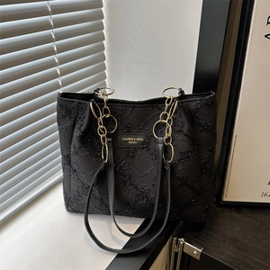 Borsa Tote Ricamata a Fiori Per Donna Grande Capacità Tracolla a Catena Minimalista Urbano Tessuto Borsa a Spalla
