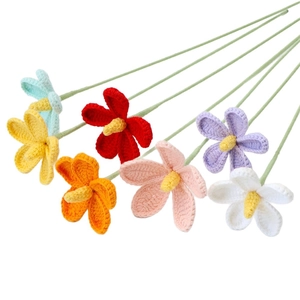 Handmade crochet violet flower bouquet in multi-colors for home decor and gifts