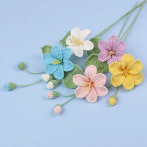 Bouquet De Fleurs Artificielles Au Crochet Fait Main En Laine Vernicia Fordii Décoration De Table Chambre Maison
