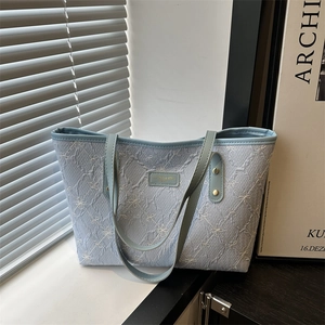 Women Large Capacity PU Leather Tote Bag With Diamond Pattern And Floral Embroidery Fashion Casual Shoulder Bag Daily Use