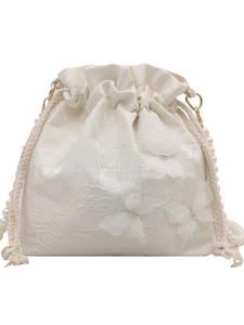 New Chinese style bucket bag with 3D butterflies and elegant pearl strap details