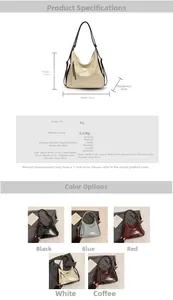 Tableau des tailles détaillé pour sac rétro en cuir PU avec options multicolores
